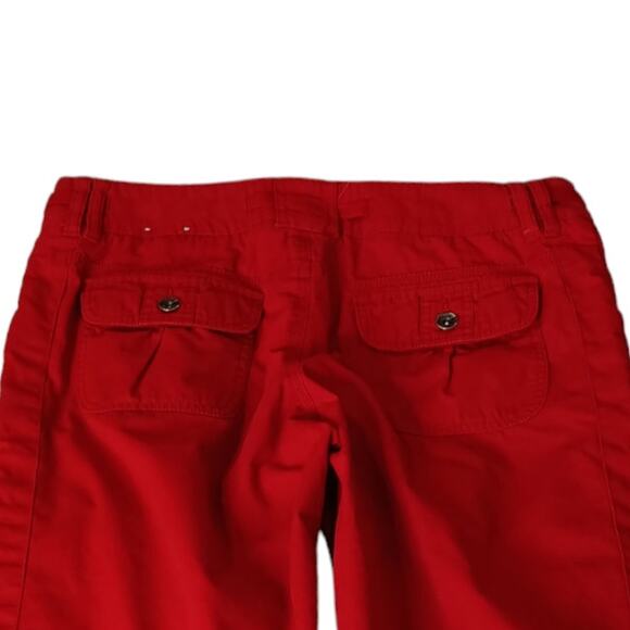 VINTAGE Y2K Pants 10 Cropped Red Cotton Gathered Pockets Ties‎ Kidcore Vacation - Picture 8 of 8